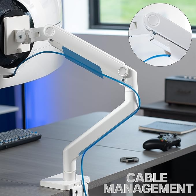 VIVO Heavy Duty Aluminum Ultrawide Monitor Tension Arm for up to 49 inch Screens, Holds 44 lbs, Premium Desk Mount Stand Designed for Samsung Odyssey G9 and More, White, STAND-V101VW