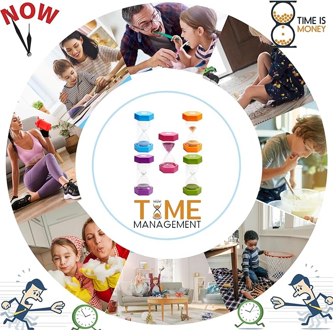 SANDTIMER 5 PcsColorful Hourglass, Sand Timers, Acrylic Hourglass Timer, Kitchen Timer,1/3/5/10/30 Minutes Sandglass for Classroom, Home, Kitchen, Office Decoration
