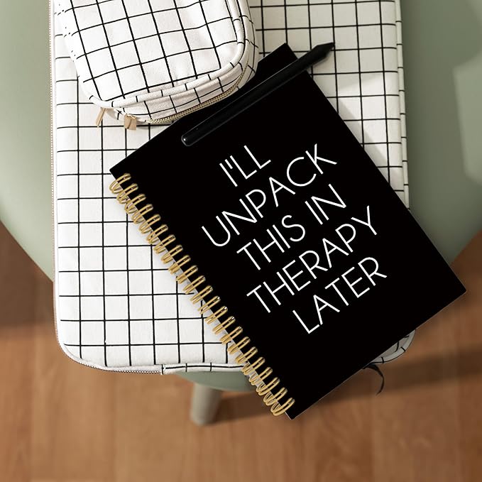 CUANFDDSF Mental Health Notebook, Therapy Journal Notebooks for Women, Mental Health Gifts,Writing Pads， I'll Unpack This in Therapy Later Hardcover Spiral Notebook 5.5x8.3 Inch