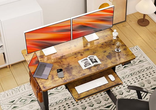 Claiks Standing Desk with Keyboard Tray, Standing Desk Adjustable Height, Raising Desks for Home Office and Computer Workstation, 48 Inches, Rustic Brown