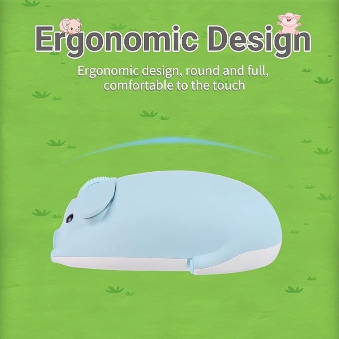 Cute Pig Design Wireless Mouse - Dual Mode Bluetooth & USB, Silent Operation, Ergonomic, Ideal for Laptops & PCs, for Animal Lovers and Family (Blue)
