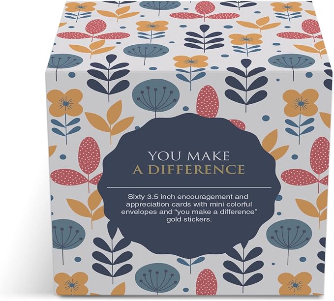 Dessie 60 You Make a Difference Inspirational Cards with Envelopes & Matching Seals. 60 Post-it Note Size Motivational and Encouragement Cards with Positive Affirmations. Great Thoughtful Gifts.