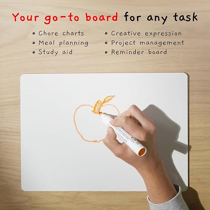 Mini Dry Erase Board for Kids, 3-Pack - 9x12-Inch Small White Boards for Students and Teachers - Double-Sided, Portable, and Easy-to-Clean Writing Boards for Classroom, Office, or Home