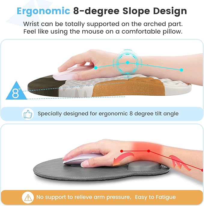 HAOCOO Ergonomic Mouse Pad with Wrist Support and Keyboard Pad Set, 3 PCS Computer Carpal Tunnel Mouse Pads for Desk with Coaster, Memory Foam Mousepad for Home Office, Brown Boho