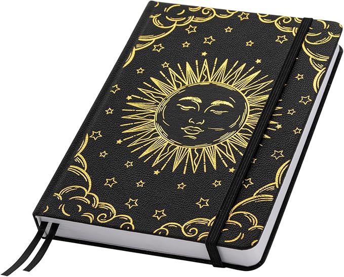 Dot Grid Journal with 160GSM Thick Paper, 192 Pages, A5 Dotted Notebook for Work, School, Travel | 180° Lay Flat, Foil Stamped Cover, Elastic Band, 2 Bookmarks & Inner Pocket (Black)