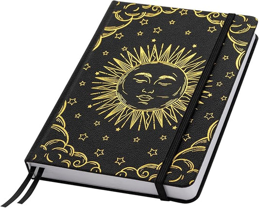 Dot Grid Journal with 160GSM Thick Paper, 192 Pages, A5 Dotted Notebook for Work, School, Travel | 180° Lay Flat, Foil Stamped Cover, Elastic Band, 2 Bookmarks & Inner Pocket (Black)