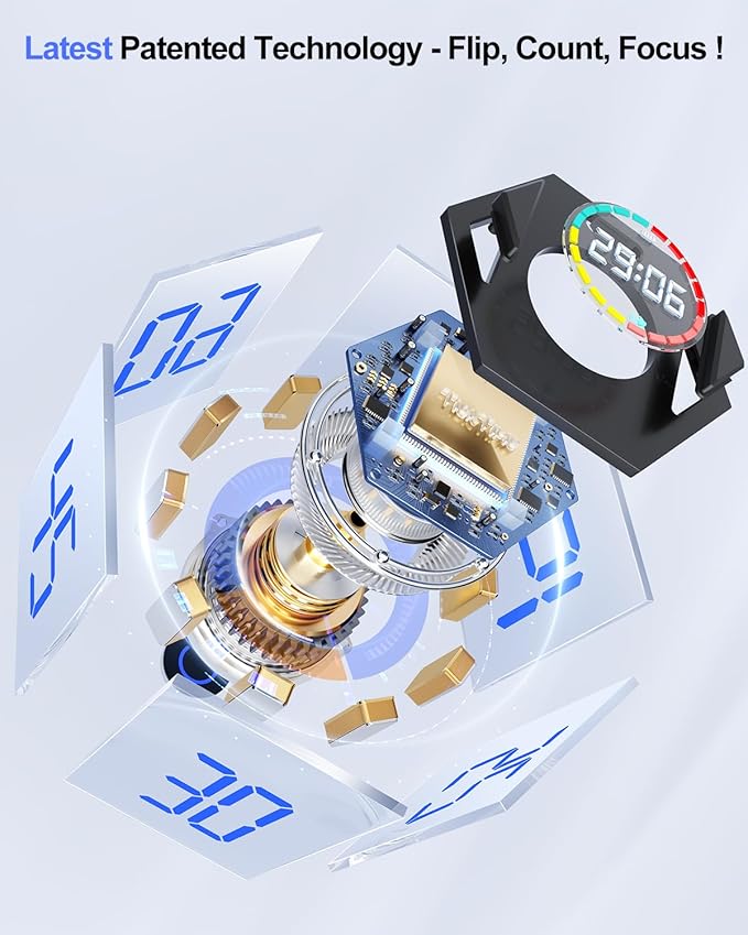 Pomodoro Timer Cube, Hexagon Productivity Timer, Pause & Resume, Silent, Vibrate & Adjustable Sound Alert, for ADHD, Task, Work, Study, 5/15/25/30/45/60min & Custom Countdown,Gray