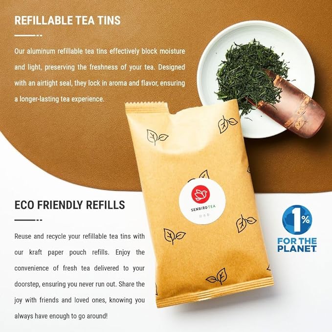 Senbird Premium Gyokuro, Japanese Shade Grown Green Tea - From Kyoto Japan - Imperial Loose Leaf Green Tea In Airtight Tea Tin (1.76oz/50g) (Mikado)