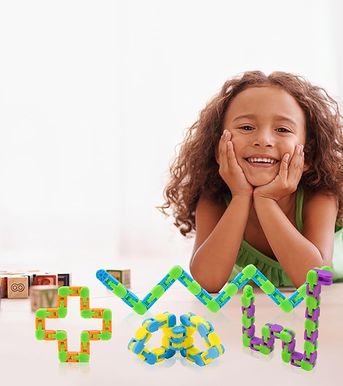 Ganowo 6 Pack Wacky Tracks - Snap Click Fidget Toys for Kids Adults ADHD Finger Sensory Autism Stress Relief