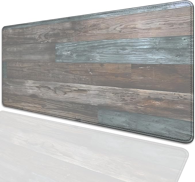 Vintage Wood Grain Pattern Desk Pad Mouse Pad,Large Gaming Mouse Mat with Stitched Edges,Non-Slip Rubber Base Mousepad for Office Computer Keyboard Laptop Home(27.5X11.8 in)