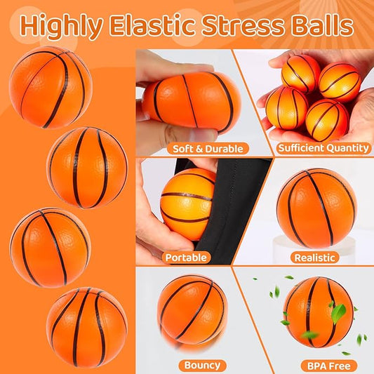 LiYiQ 24Pcs 2.36 Inch Basketball Stress Balls Basketball Party Favors for Kids Basketball Party Decorations Basketball Goodie Bag Stuffers for Kids Classroom Exchange