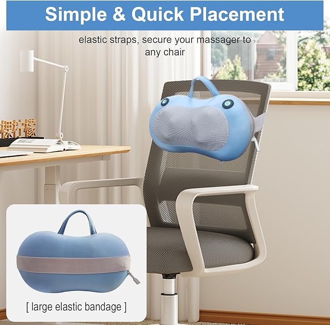 White Elephant Gifts for Adults,Christmas Gifts for Women Men,Shiatsu Neck Back Massager for Pain Relief Deep Tissue,Back Massager Deep Tissue Kneading with Heat,3D Electric Pillow(Blue)