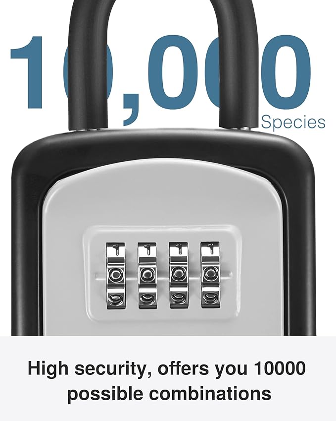 Puroma Key Lock Box, 4-Digit Combination Key Storage Lockbox, Portable Wall Mounted Security Lockbox with Code for Home, Flats, Realtors Garage Spare Keys (2 Pack, Grey)