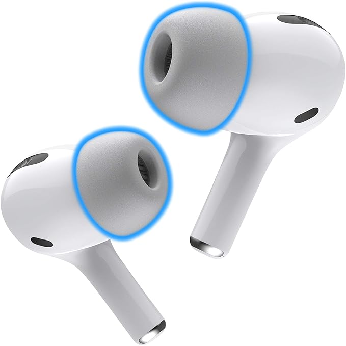 Foam Masters Memory Foam Ear Tips for AirPods Pro 1st & 2nd Gen | Comfortable | Secure | Better Noise Cancellation | Version 3.0 Replacement Buds (Medium - 3 Pairs, Gray)