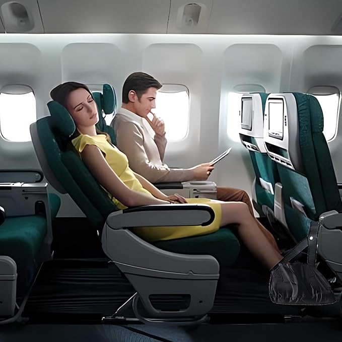 Foot Hammock for Plane Travel Essentials Relax Your Foot Rest for Airplane Gadgets Adjustable Airplane Travel Accessories for Flight Essentials,Office,Desk(Black, 1 Pack)