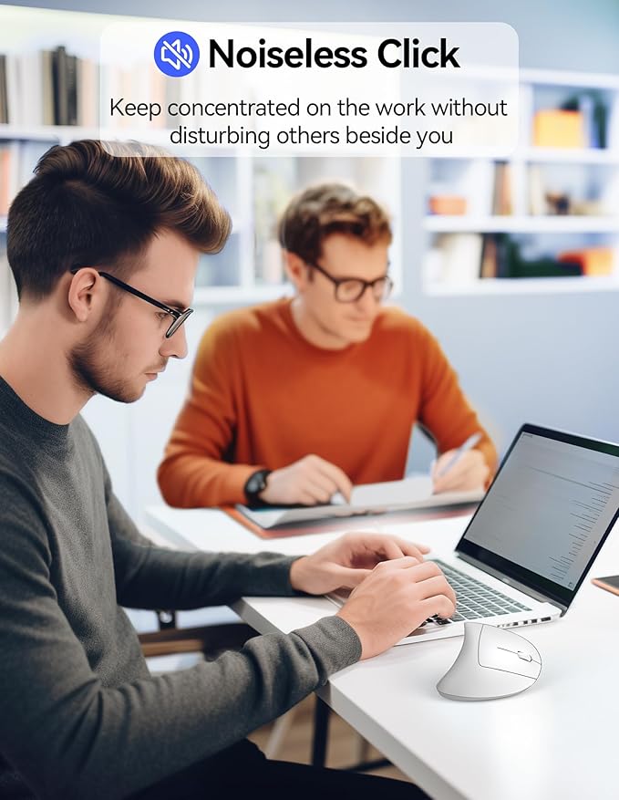 TECKNET Ergonomic Mouse Wireless, Rechargeable Mouse Wireless Silent for Carpal Tunnel Right Hand, 2.4GHz USB Vertical Mouse Wireless for Laptop, 5 Adjustable 4800 DPI, Computer, MacBook, Desktop