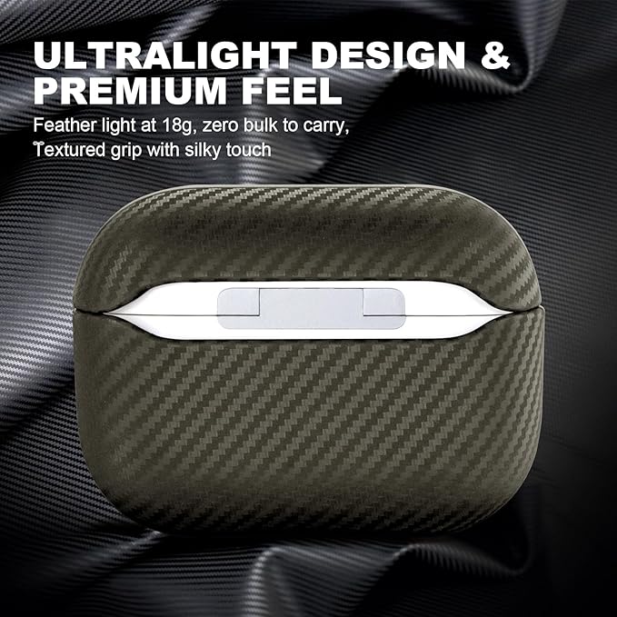 for AirPods Pro 2 Case Cover, Luxury Modern Striped Carbon Fiber Kevlar Leather Earphones Protective Case Compatible with AirPod Pro 2 (2nd Generation) (Gray, for AirPods Pro 2)