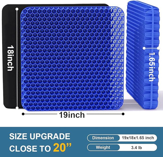 Gel Seat Cushion, Super Large Gel Cushion Chair Pads with Non-Slip Cover for Home Office Car Seat Wheelchair, Soft Breathable Honeycomb Seat Cushion for Relieve Hip Pain, As Seen On TV