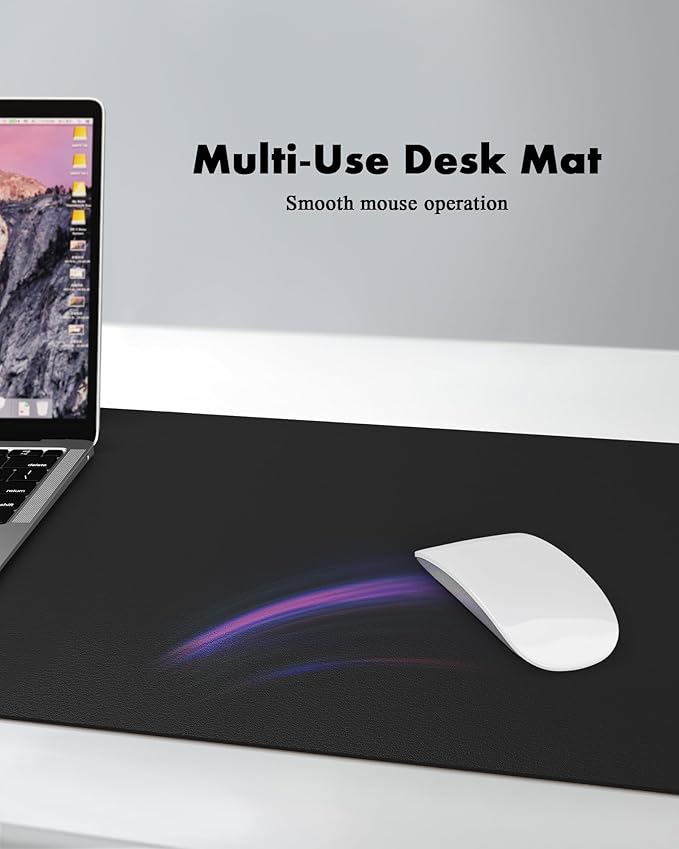 YSAGi Double-Sided Desk Pad, Leather Desk Mat, Eco Cork Desk Pad Protector, Large Mouse Pad for Desk, Waterproof Desk Blotter Pad, Desk Writing Pad for Office Work/Home (Black+Cork, 47.2" x 17")