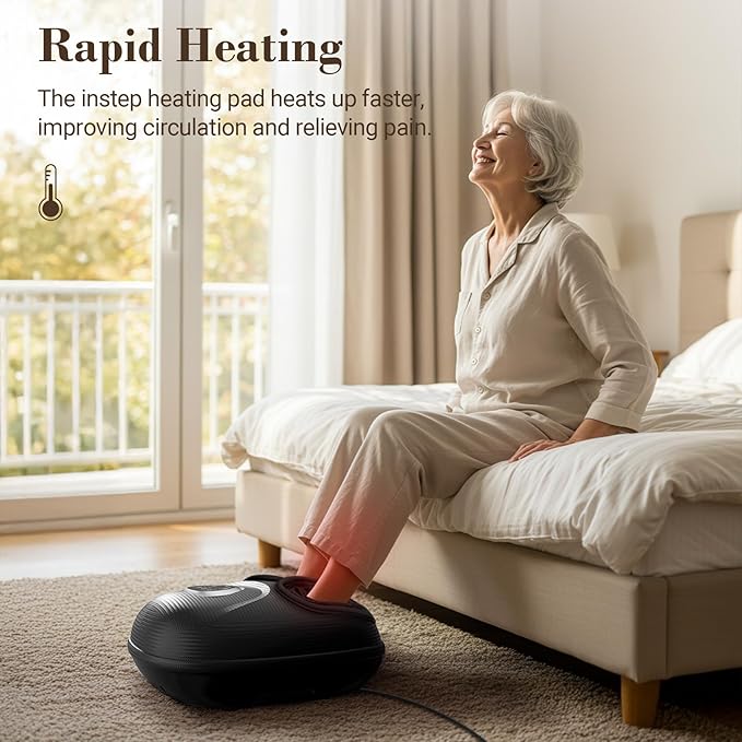 Foot Massager FSA Eligible HSA, Feet Massager with Heat for Plantar Fasciitis Relief, 5 Levels Compression & Vibration Massage for Neuropathy, Gifts for Women Mom Men Dad, Fits Up to 13"