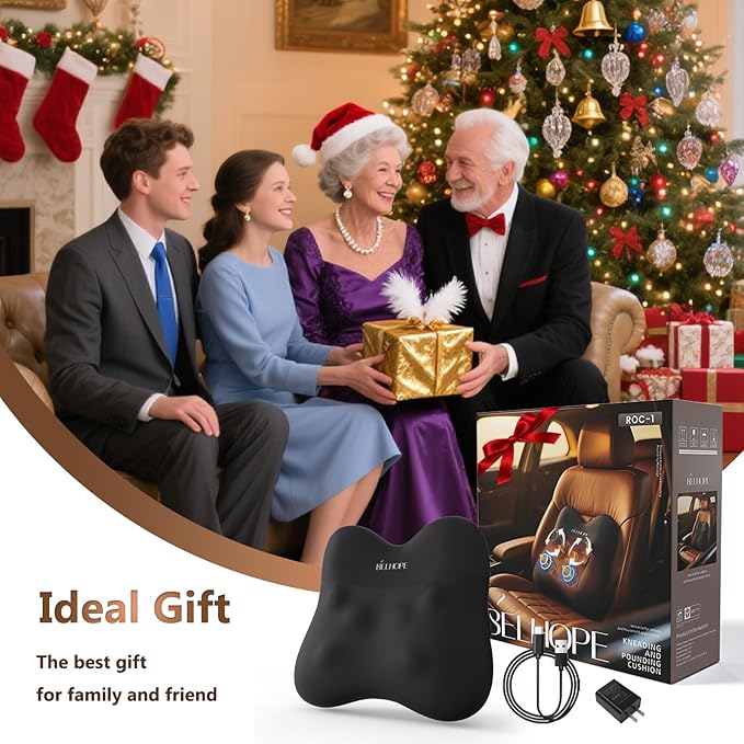 Back Massager, Shiatsu and Percussion Massage, Cordless Lower Back Massage for Pain Relief Deep Tissue, Back Massager with Heat，4D Neck Massager and Massage Pillow fror Shoulder, Black