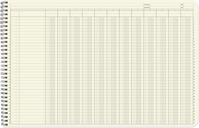 BookFactory Accounting Ledger Notebook/Large 12 Column Accounting Ledger Columnar (Twelve Columns) Log Book - 17'' x 11'', 100 Pages, Wire-O Landscape Format (LED-100-CLCW-PP(17x11-Ledger-12)-AX)