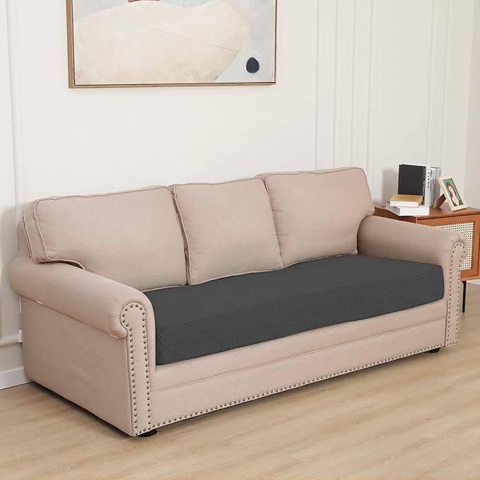 Easy-Going Stretch Cushion Cover Sofa Cushion Furniture Protector Sofa Seat Sofa slipcover Sofa Cover Soft Flexibility with Elastic Bottom(Sofa Cushion, Dark Gray)