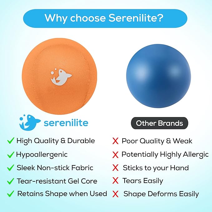 Serenilite Stress Balls for Adults, Squeeze Ball for Hand Therapy, Stress Ball, Hand Exercisers for Therapy & Grip Strengthening, Physical Therapy Balls, Hand Grip Strengthener.