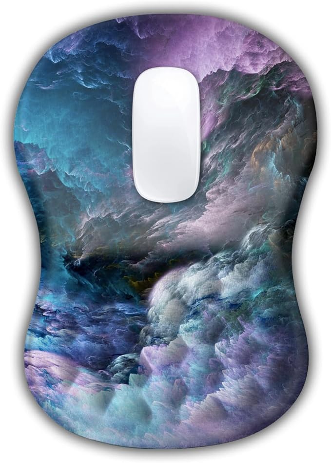 Ergonomic Wrist Rest Support Mouse Pad, Massage Design Relief Carpal Tunnel Pain, Entire Memory Foam Non-Slip, Computer Mouse Pads for Wireless