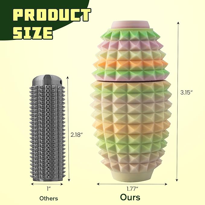 Little Ouchies Spiky Fidget Keychain, Pain Stim Sensory Toy for Adults | 3-in-1 Spinner, Clicker & Roller, Ergonomic Palm Grip, Stress & Anxiety Relief, Ideal for Friends & Family