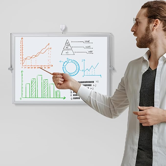 Dry Erase Magnetic White Board, 16" x 12",Double-Sided Desktop Whiteboard with Stand, Portable Magnetic Tabletop Erase Board for Drawing,Office, Home, School