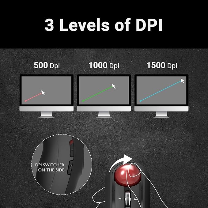 ELECOM Relacon Handheld Trackball Mouse, Thumb Control, 2.4GHz Wireless, Ergonomic Design, 10-Button Function with Smooth Tracking, Windows11, MacOS (M-RT1DRBK)