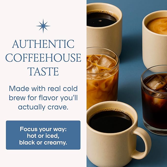 SPACE AND TIME Focus - Mushroom Coffee - 20 Cups of Focus, Productivity & Clean Energy - Instant Mushroom Coffee with Lions Mane, Cordyceps & L-Theanine