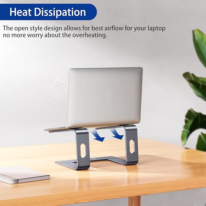 BESIGN LS03 Aluminum Laptop Stand, Ergonomic Detachable Computer Stand, Notebook Holder Compatible with MacBook Air Pro, Dell, HP, Lenovo More 10-15.6" Laptops, Space Gray