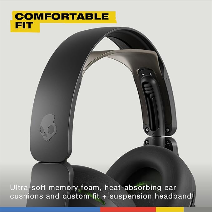 Skullcandy Crusher PLYR 720 Wireless Gaming Headset, Ultimate Immersion and Comfort, THX Spatial Audio, Multi-Sensory Bass, Removable Mic, Xbox, PC, PlayStation, Wireless Transmitter - Digi-Black Xbox