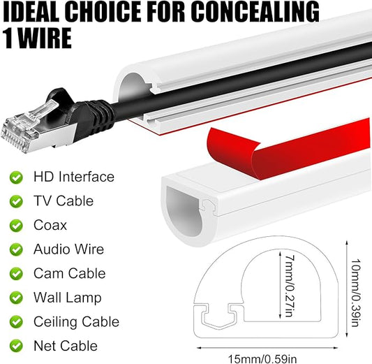 Self-Adhesive Cable Hider, Flexible Wire Cover Cable Raceway for Wires, Wall Mount TV, Home Audio, Network, Power, and Phone Line Managemen (Light Brown, 118inch)