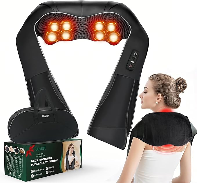 Shiatsu Neck and Back Massager with Heat,Electric Shoulder Massager for Pain Relief Deep Tissue,3D Kneading Massage,Best Gift for Men Women Parents,Home, Office Car Use