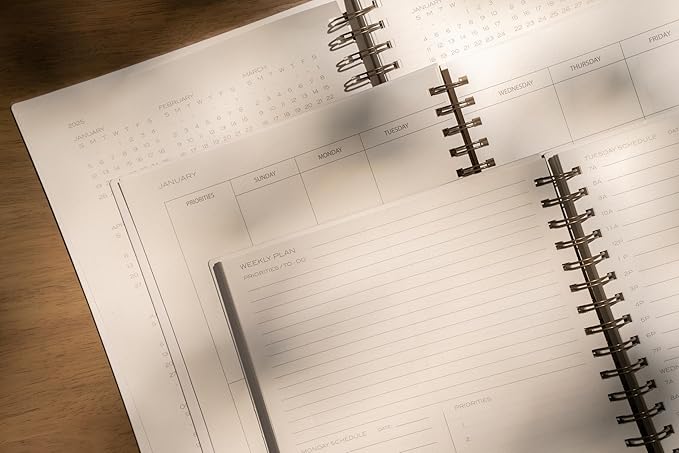 Anecdote Planner 2026 (8.5" x 10") Daily Planner Weekly Monthly Planner - 52 Weeks w/Library Buckram Cover, Brass Spiral - A4 Size Bleed-Resistant Paper – Olive Green