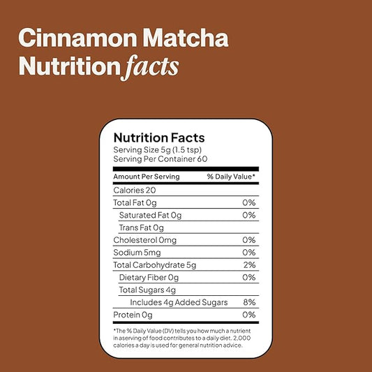 Morning Made Cinnamon Flavored Ceremonial Grade Matcha Powder | 8.46oz (240g) Resealable Tin | 60 Servings Premium Japanese Green Tea | Sweetened with Organic Sugar | Rich in Antioxidants & Energy Boosting