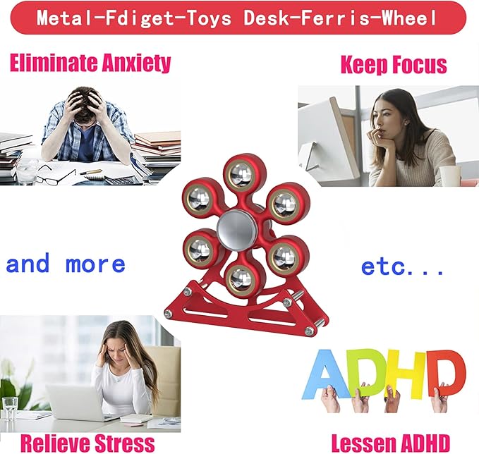 Desk Toys for Fidget Ferris-Wheel Spinner: 4mins Metal Cool-Gadgets Kinetic-Toy, Cool-Stuff for Kid Children Teen Adult EDC-Toy, ADHD Tools Stress Relief for Office Home School Men Woman Christmas
