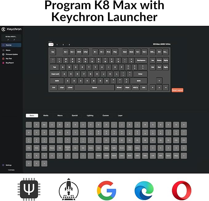 Keychron K8 Max TKL Mechanical Keyboard Wireless, 87 Keys QMK 2.4 GHz/Bluetooth 5.1/Wired Connection, White Backlit with Programmable Keychron Super Red Switch for macOS Windows Linux