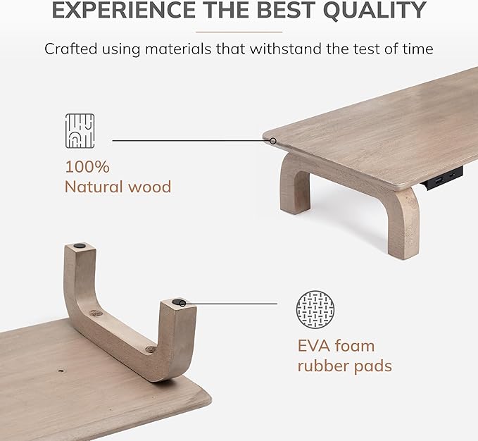 Anji Mountain Monitor Stand - Desktop Organizer & Laptop Riser, Ergonomic Monitor Riser, Space-Saving Monitor Stand for Desk, Durable Construction, Easy Assembly, Ideal for Home & Office,Biscotti