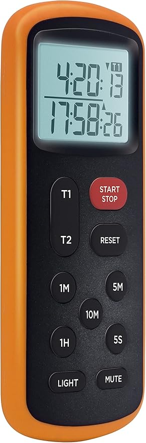 Lavatools KT8 Digital Kitchen Dual Timer & Stopwatch, Backlight, Ultra Loud Alarm, Mute Function, Quick-Set Buttons, Hang Hole, Magnetic for Cooking and Classroom with Lanyard