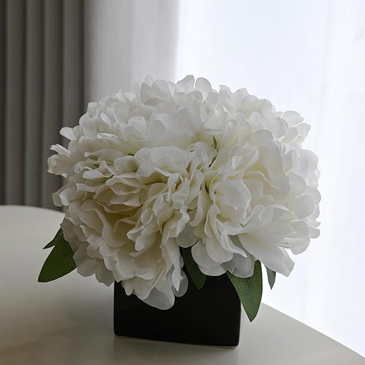 LADADA Daisy Flower with Vase Fake Artificial Daisy Bouquet Fake Plant Bonsai, Used for Home Office Wedding Decoration, Table Decoration, Window Sill Decoration (White)