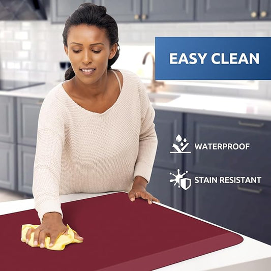 KitchenClouds Kitchen Mat Cushioned Anti Fatigue Rug 20"x39" Waterproof, Non Slip, Standing and Comfort Desk/Floor Mats for House Sink Office (Red)