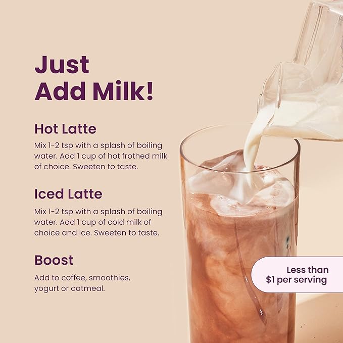 Blume Superfood Latte - Reishi Hot Cacao Powder, Mushroom Powder, Soothing Superfoods, Latte with Brain support, Organic Cocoa Mushroom Coffee Enhancer - Organic, Vegan And Keto Friendly - 25 Servings