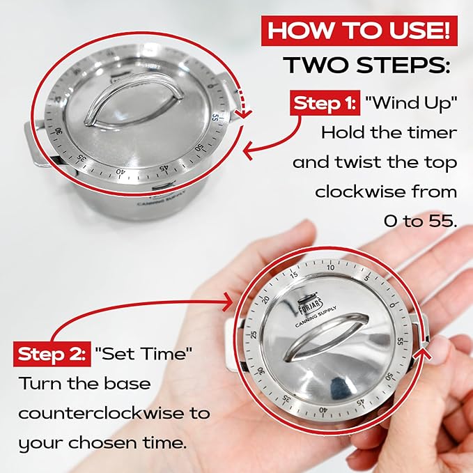 FORJARS Mechanical Kitchen Timer-for Cooking Wind up-Manual timers 60-Minute-Clock with Loud Alarm-No Batteries Required-Ideal for Food