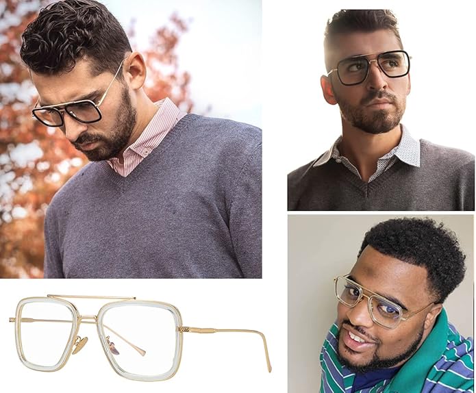 Tony Stark Style Blue Light Blocking Glasses for Men Women, Iron Man and Spider-Man Computer Gaming Glasses