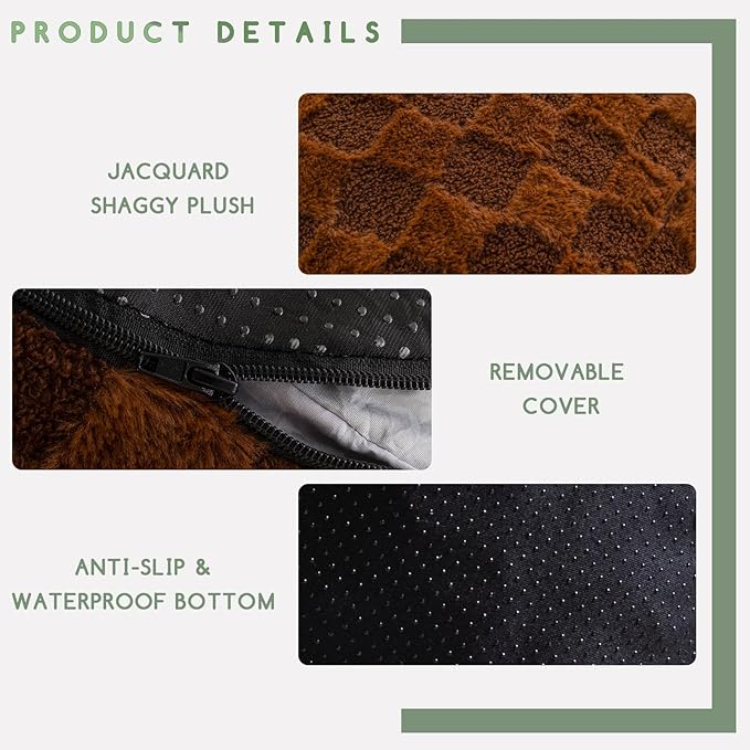 HIGOGOGO Round Stuffed Pouf Ottoman, Plaid Poufs with Foam Chunk Filling, Fluffy and Furry Pouf Foot Stool Storage Ottoman, 20 X 15 Floor Poufs Foot Rest for Living Room, Coffee