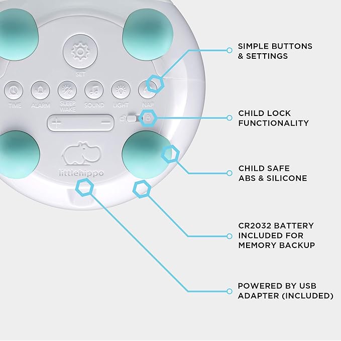 LittleHippo Mella: Kids Alarm Clock, Ready to Rise Children's Sleep Trainer, Night Light, Sound Machine and OK to Wake for Toddlers and Kids - Arctic Blue (Updated 2025)